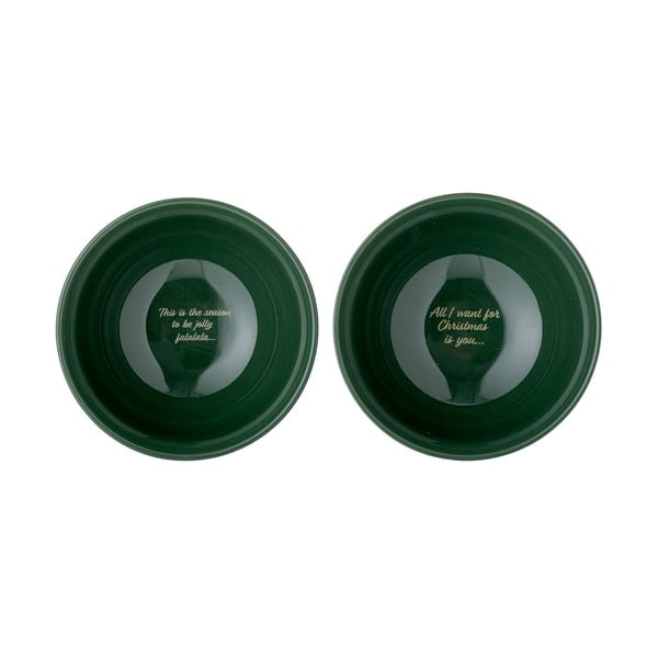 Belo-zelene lončene skledice z božičnim motivom v kompletu 2 ks 500 ml Grazia – Bloomingville-image-2