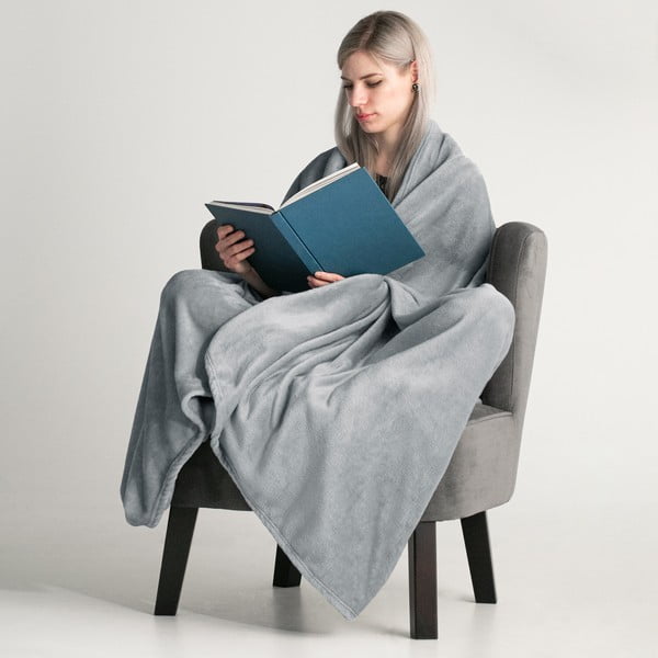 Svetlo siva odeja iz mikrovlaken DecoKing Mic, 160 x 210 cm-image-1