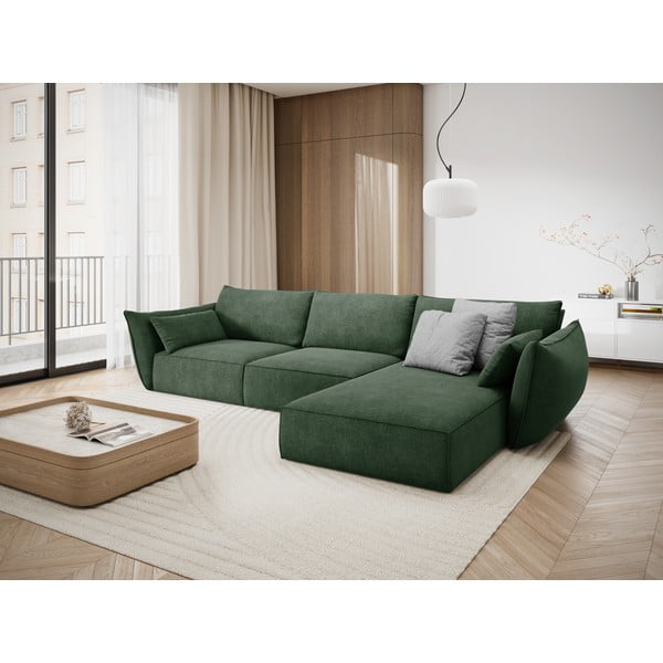 Temno zelen kotni kavč (desni kot) Vanda - Mazzini Sofas-image-1