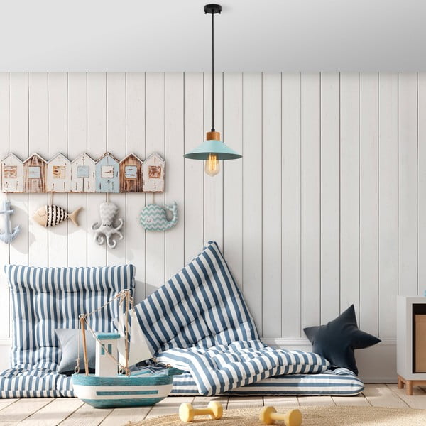 Turkizna/v naravni barvi viseča svetilka s kovinskim senčilom ø 24 cm Manavgat – Opviq lights-image-1