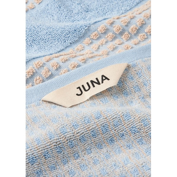 Svetlo modra/bež brisača iz organskega bombaža 50x100 cm Check – JUNA-image-1