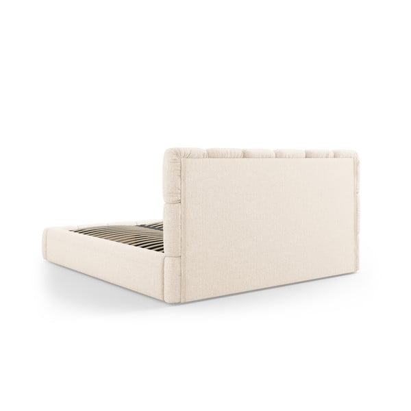 Kremno bela oblazinjena zakonska postelja s prostorom za shranjevanje z letvenim dnom 180x200 cm Bellis – Micadoni Home-image-4