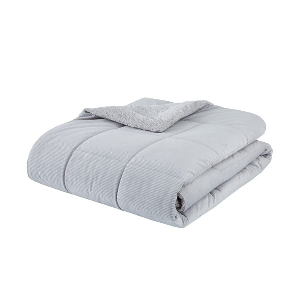 Svetlo sivo prešito pregrinjalo iz mikropliša za zakonsko posteljo 200x220 cm Cosy Cord – Catherine Lansfield