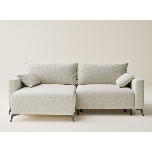 Kremno bela raztegljiva/s prostorom za shranjevanje kotna sedežna garnitura iz šenilje (levi kot/z ležalnikom) Leon – Maison de Rêve-image-2