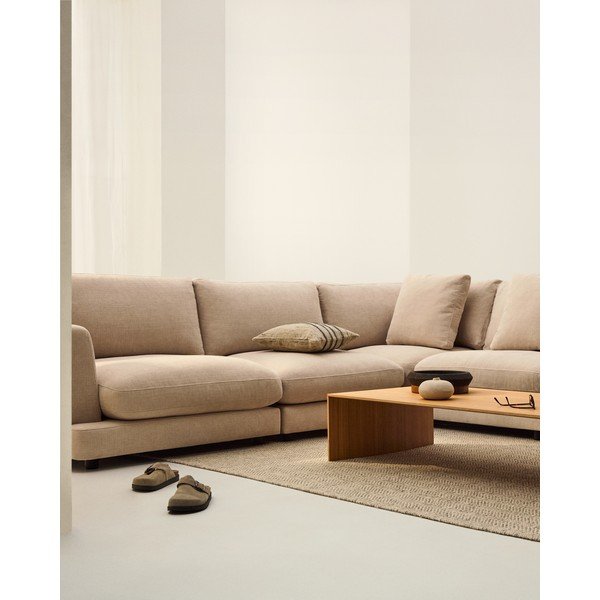 Bež kotna sedežna garnitura iz šenilje Gala – Kave Home-image-3