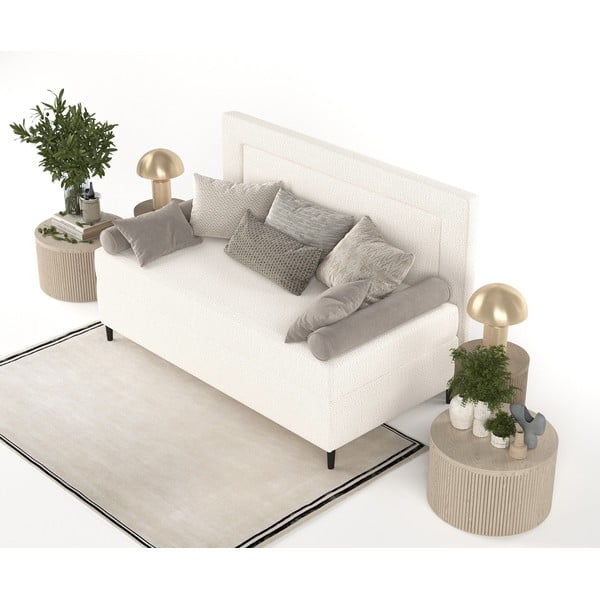 Kremno bela oblazinjena postelja 100x200 cm Alba – Maison de Rêve-image-4