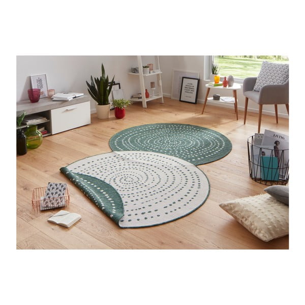 Zelena obojestranska zunanja preproga NORTHRUGS Bali, Ø 140 cm-image-1
