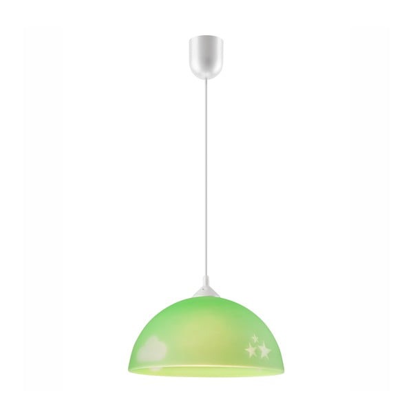 Zelena otroška svetilka s steklenim senčnikom ø 30 cm Day & Night – LAMKUR