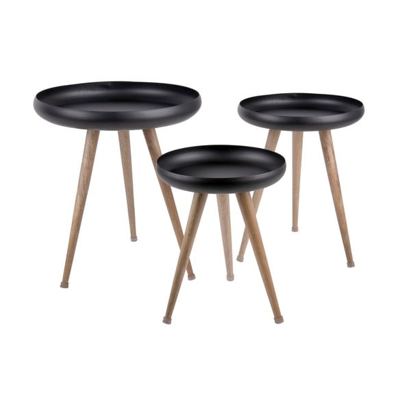Kovinske okrogle stranske mizice v kompletu 3 ks  Tripod  – Leitmotiv