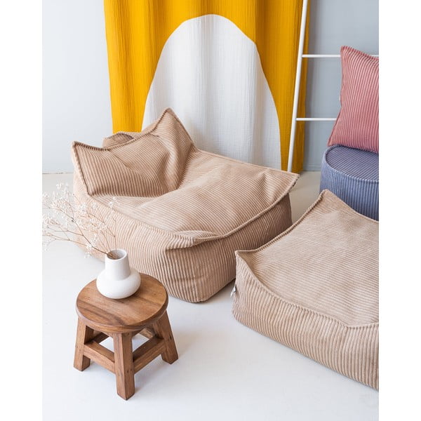 Svetlo rjava otroška vreča za sedenje iz rebrastega žameta Square – Wigiwama-image-4