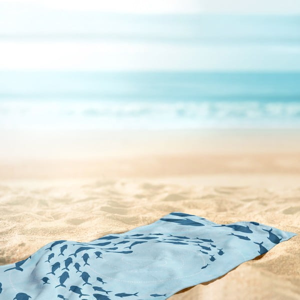 Modra brisača za plažo 90x180 cm Shoal - DecoKing-image-3