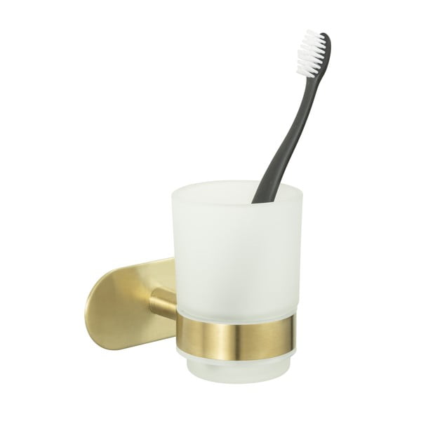 Steklen lonček za zobne ščetke v zlati barvi z namestitvijo brez vrtanja Orea Gold – Wenko-image-2
