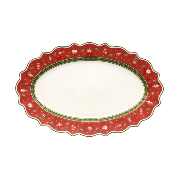 Rdeč porcelanast servirni krožnik z božičnim motivom Villeroy&Boch, 50 x 31,5 cm