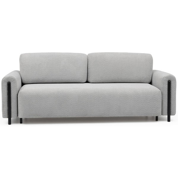 Svetlo siva raztegljiva/s prostorom za shranjevanje sedežna garnitura iz tkanine bouclé 244 cm Arcadova – ELTAP
