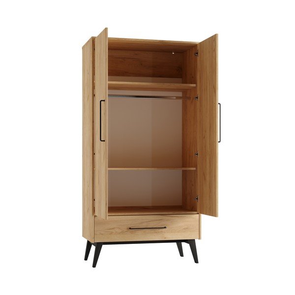 Otroška garderobna omara v dekorju bukve 100x200 cm Retro – Pinio-image-3