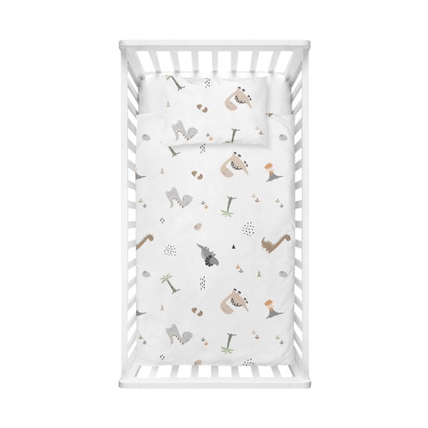 Bela otroška posteljnina za otroško posteljico iz renforce bombaža 100x150 cm Dinozor – Mijolnir