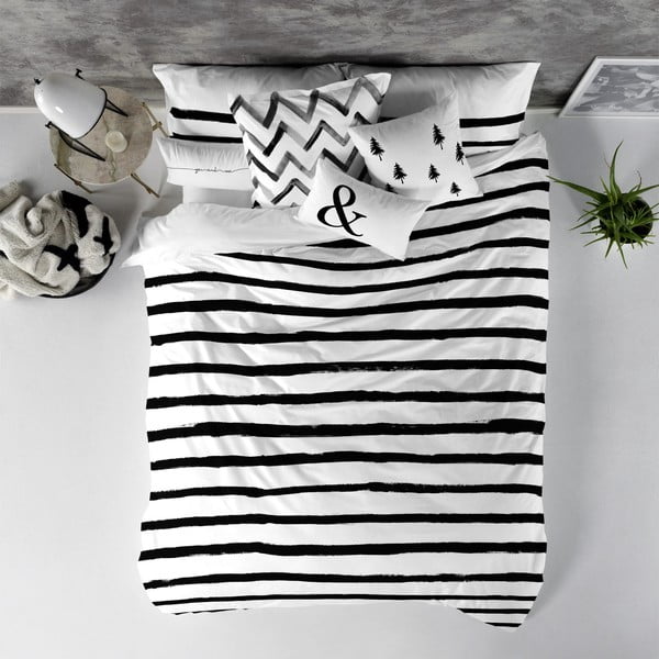 Bombažna odeja Blanc Stripes, 240 x 220 cm