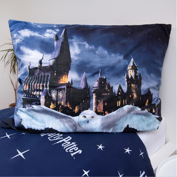 Temno modra/siva enojna otroška posteljnina iz mikrovlaken 140x200 cm Harry Potter "Hogwarts Night" – Jerry Fabrics-image-3