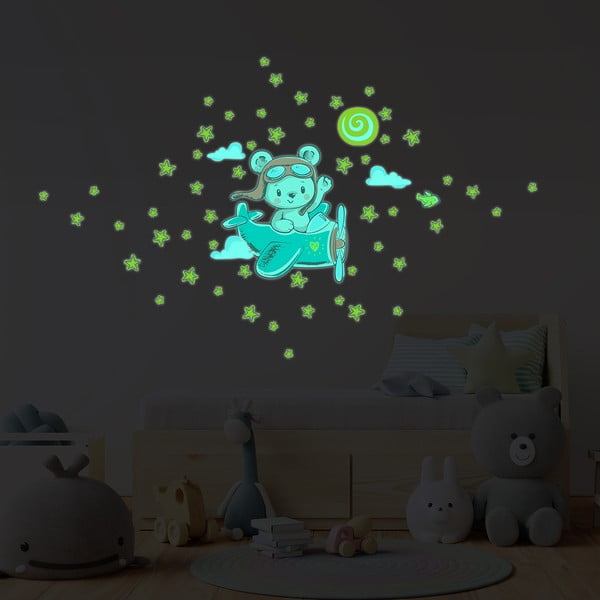 Otroška stenska nalepka 30x25 cm Pilot Bear - Ambiance-image-2