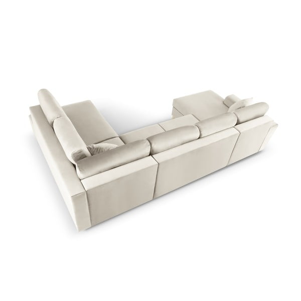 Bež žametna raztegljiva kotna sedežna garnitura s prostorom za shranjevanje (desni kot/v obliki črke "U") Kyoto – Cosmopolitan Design-image-4