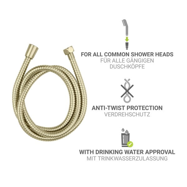 Cev za tuš iz nerjavečega jekla v mat zlati barvi 150 cm Brass – Wenko-image-3