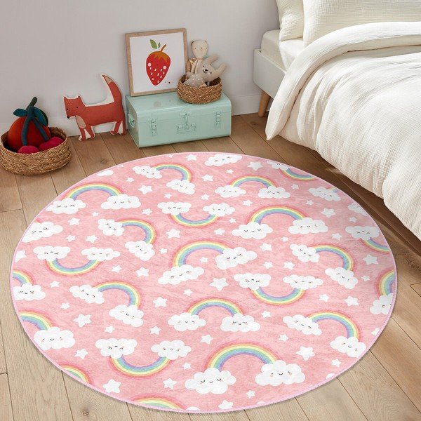 Rožnata otroška preproga ø 80 cm Comfort – Mila Home-image-2