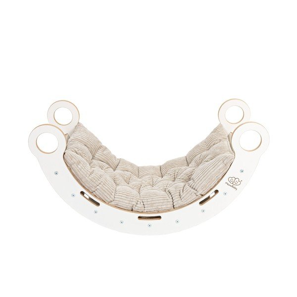 Belo-bež gugalnica iz masivnega bora 39x75x38 cm Montessori – Meowbaby