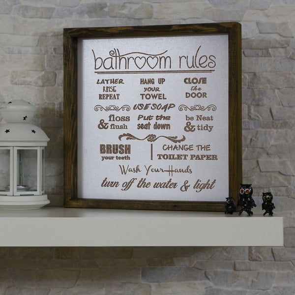 Dekorativni znak 34x34 cm Bathroom Rules – Evila Originals-image-1