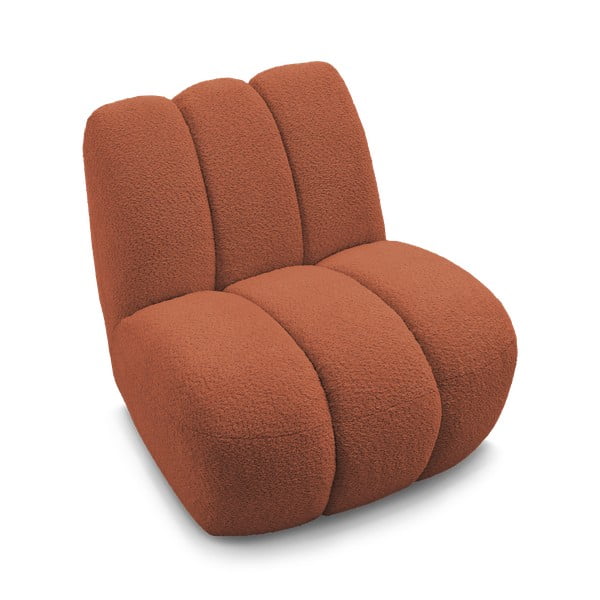 Opečnato oranžen fotelj iz tkanine bouclé Janissaire – Bobochic Paris-image-4