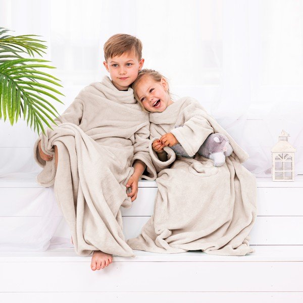 Bež otroška TV odeja z rokavi DecoKing Lazykids-image-3