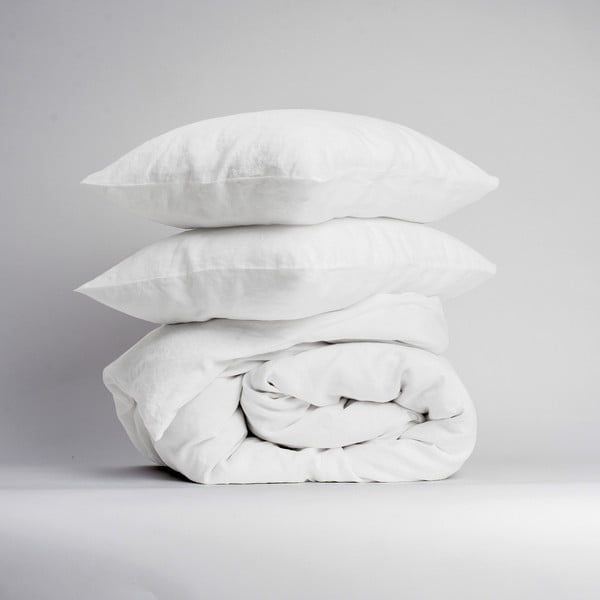 Bela podaljšana posteljnina za zakonsko posteljo iz mešanice lana 200x220 cm – Linen Tales-image-1