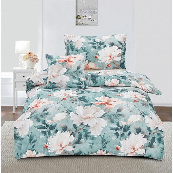 Turkizna enojna 3-delna posteljnina iz mikrosatena 140x200 cm Selma – My House-image-1