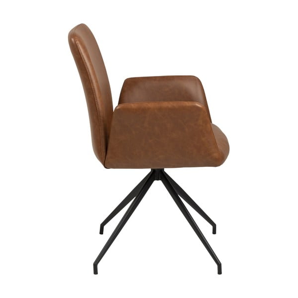 Oblazinjen jedilni stol z nasloni za roke v konjak rjavi barvi Naya – Actona-image-4