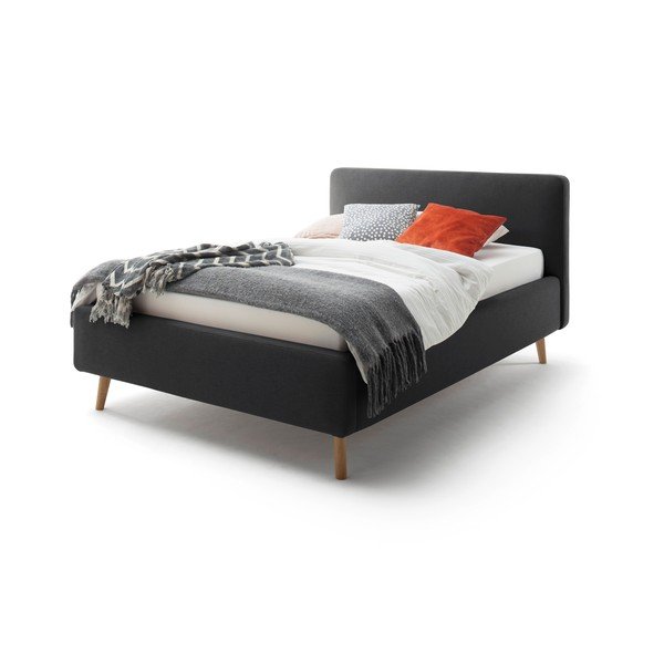 Antracitno siva oblazinjena postelja brez letvenega dna 120x200 cm Mattis – Meise Möbel-image-2