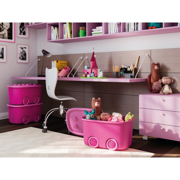 Rožnata plastična otroška škatla za shranjevanje 58x39x32 cm Funny Box – KIS-image-1