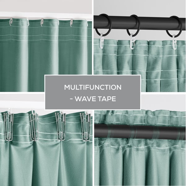 Svetlo zelena žametna zavesa za delno zatemnitev 140x245 cm Pleat – Restilo-image-3