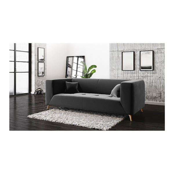 Temno siva žametna zofa MESONICA Toro, 187 cm-image-3