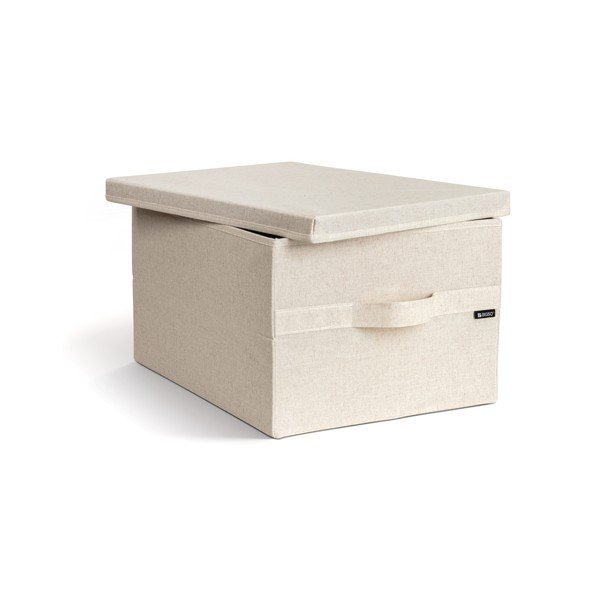 Bež tekstilna škatla za shranjevanje s pokrovom 36x46x25 cm Soft Storage Large – Bigso-image-1