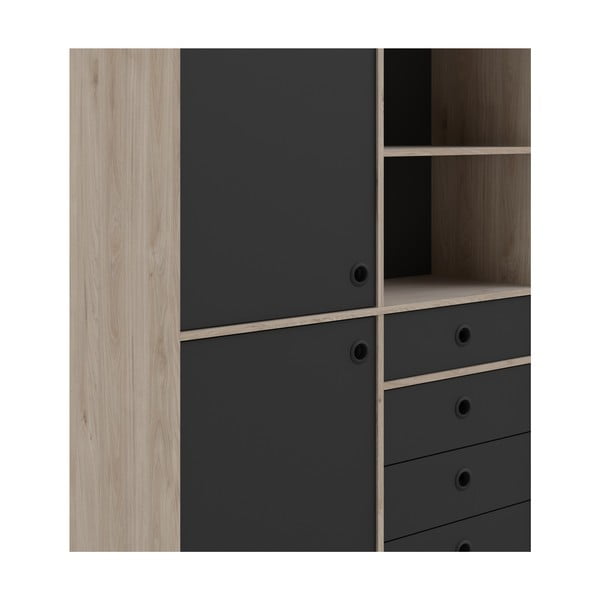 Črna omara z okvirjem iz hrastovega dekorja Tvilum Rome, 99 x 154 cm-image-1