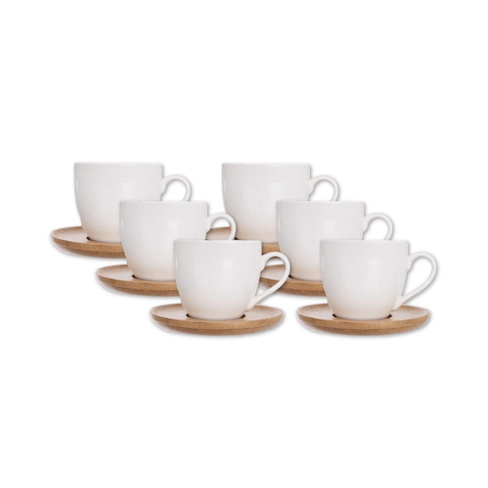 Bele porcelanaste skodelice v kompletu za kapučino/s podstavkom 6 ks 110 ml Whiteline