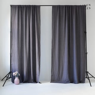Temno siva zavesa 140x170 cm Night Time – Linen Tales