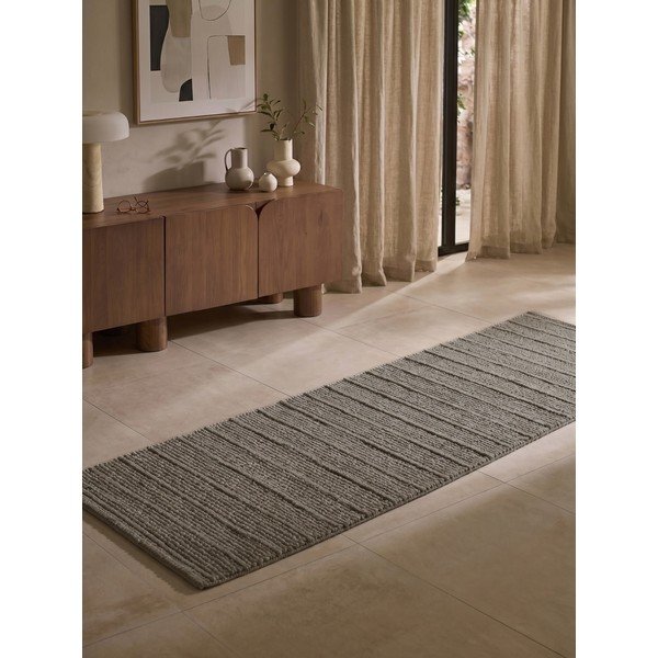 Temno siv/temno rjav ročno tkan volnen tekač 80x250 cm Camden Parker – Ted Baker-image-1
