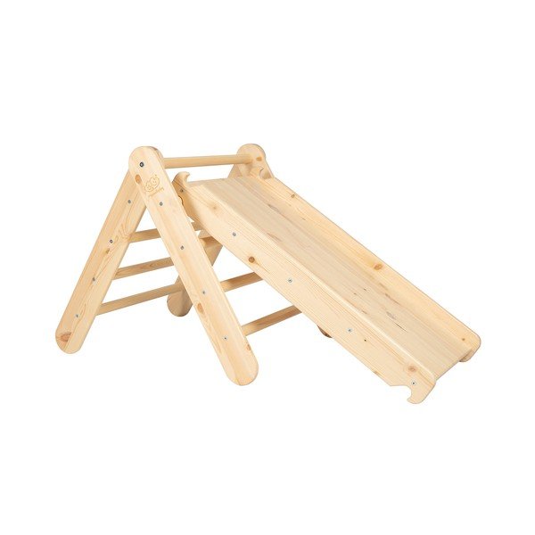 Piklerjev trikotnik iz masivnega bora v naravni barvi 46x87x60 cm Montessori – Meowbaby