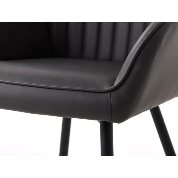 Temno sivi oblazinjeni jedilni stoli v kompletu z nasloni za roke 2 ks Nolan Stripe – Unique Furniture-image-4