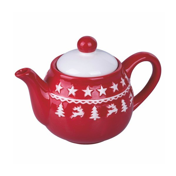 Rdeče-beli božični keramični čajnik 520 ml Xmas - VDE Tivoli 1996-image-1