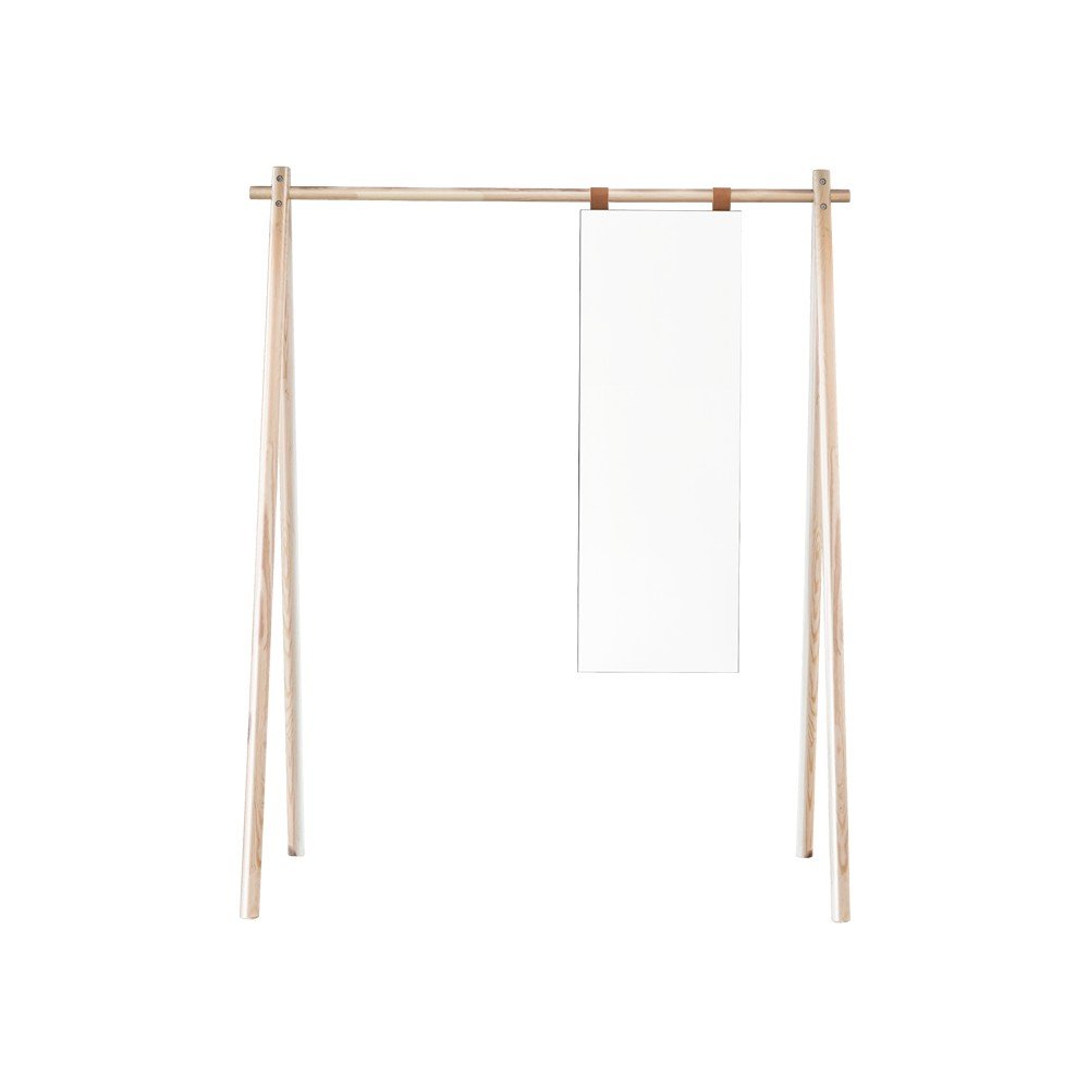 Stojalo iz borovega lesa z ogledalom Karup Design Hongi Natural
