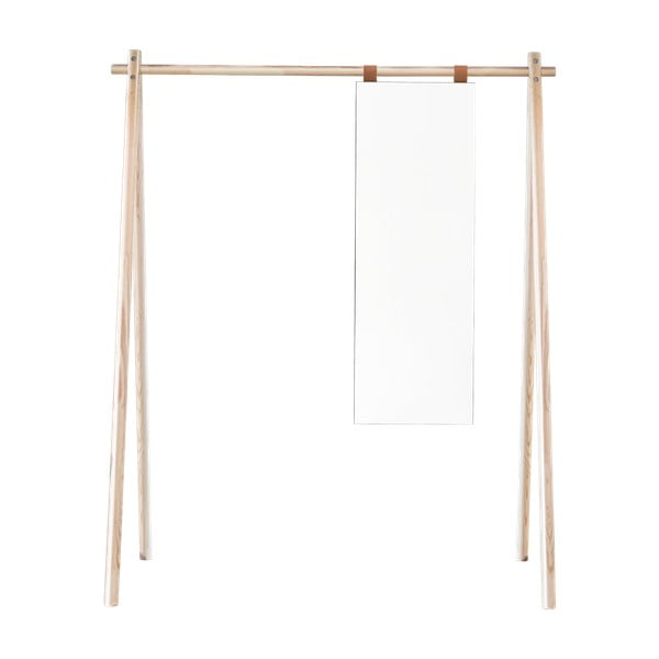 Stojalo iz borovega lesa z ogledalom Karup Design Hongi Natural