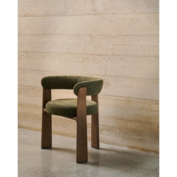 Kaki zelen/rjav jedilni stol z nasloni za roke iz masivnega jesena Granite – Kave Home-image-1