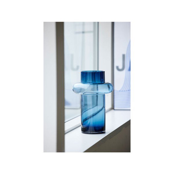 Temno modra steklena vaza Lyngby Glas Tube, višina 30 cm-image-3