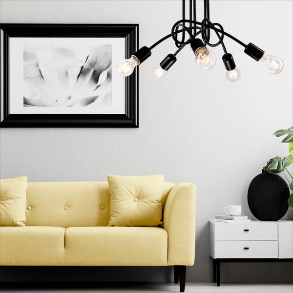 Črna stropna svetilka brez senčnika 46x46 cm Camilla – LAMKUR-image-1